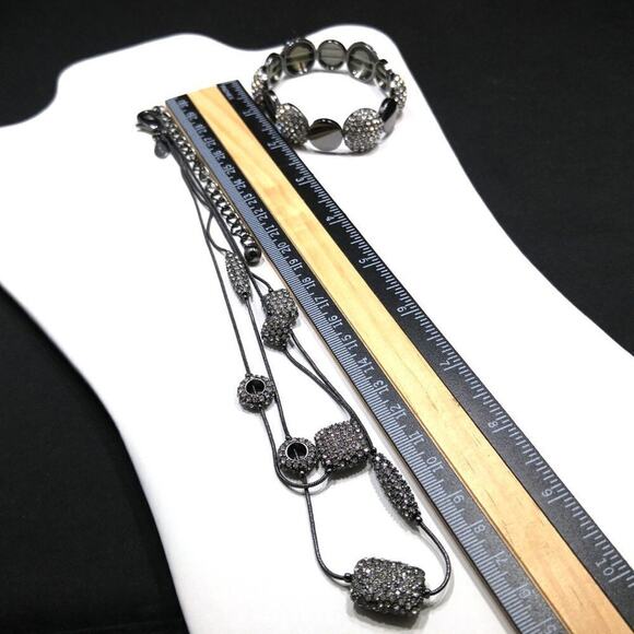 Chico's Clear Rhinestone Necklace Stretch Bracelet Set, 19 Inches, 7 Inches - Picture 8 of 8